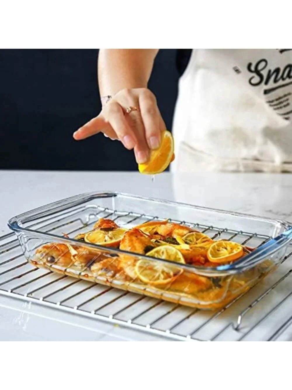 8-Piece Rectangular Glass Bakeware Set with Lids - Ideal for Lasagna, Cooking